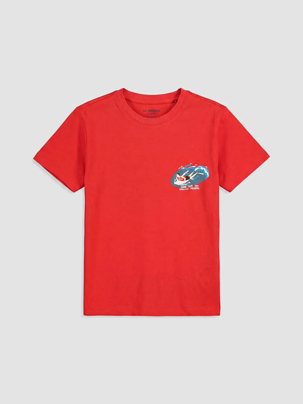 S6DO92Z4-HNK_1 LC WAIKIKI Red Crew Neck Printed Boys' T-Shirt - Image 1