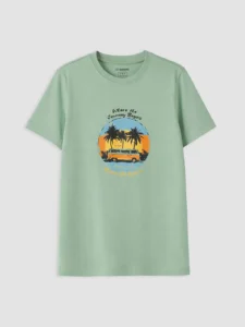 LC WAIKIKI Green Crew Neck Printed Boys' T-Shirt