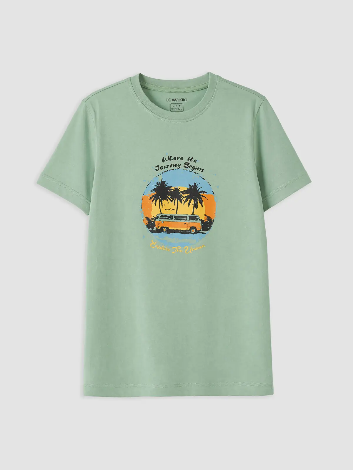 S6DT00Z4-GFG_1 LC WAIKIKI Green Crew Neck Printed Boys' T-Shirt - Image 1