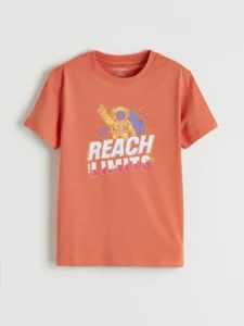 LC WAIKIKI Orange Crew Neck Printed Boys' T-Shirt