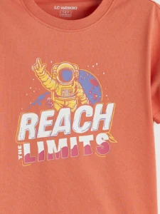 LC WAIKIKI Orange Crew Neck Printed Boys' T-Shirt - Image 3