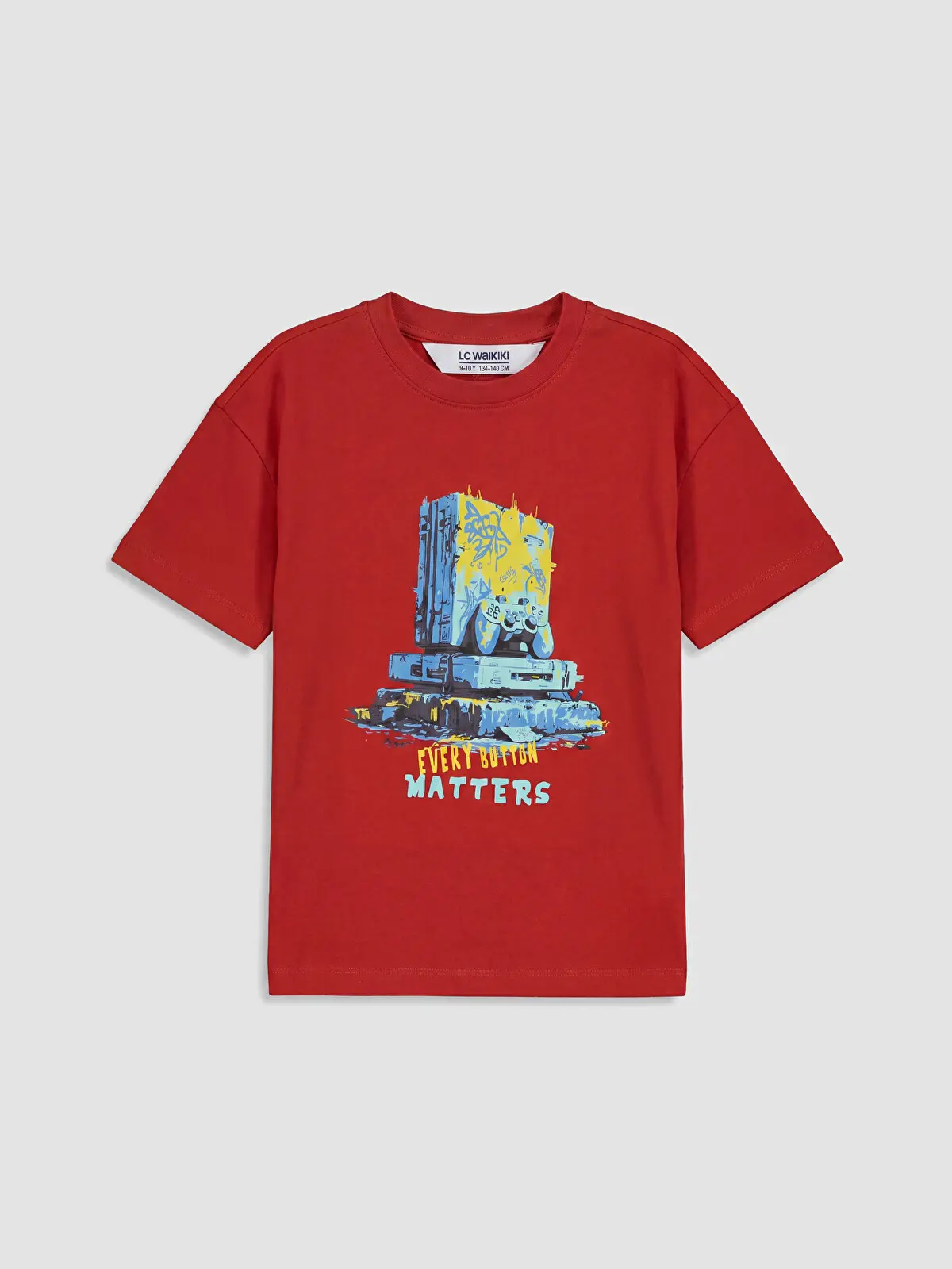 S6DT21Z4-GXS_1 LC WAIKIKI Orange Crew Neck Printed Boys' T-Shirt - Image 1