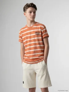 LCW Kids Orange Batik Patterned Boys' T-Shirt