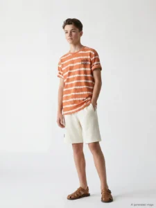 LCW Kids Orange Batik Patterned Boys' T-Shirt - Image 2