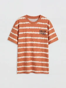 LCW Kids Orange Batik Patterned Boys' T-Shirt - Image 3