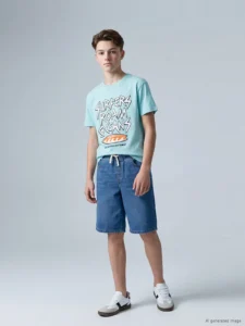LCW Kids Turquoise Printed Boys' T-Shirt - Image 2