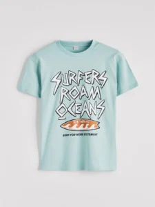 LCW Kids Turquoise Printed Boys' T-Shirt - Image 3