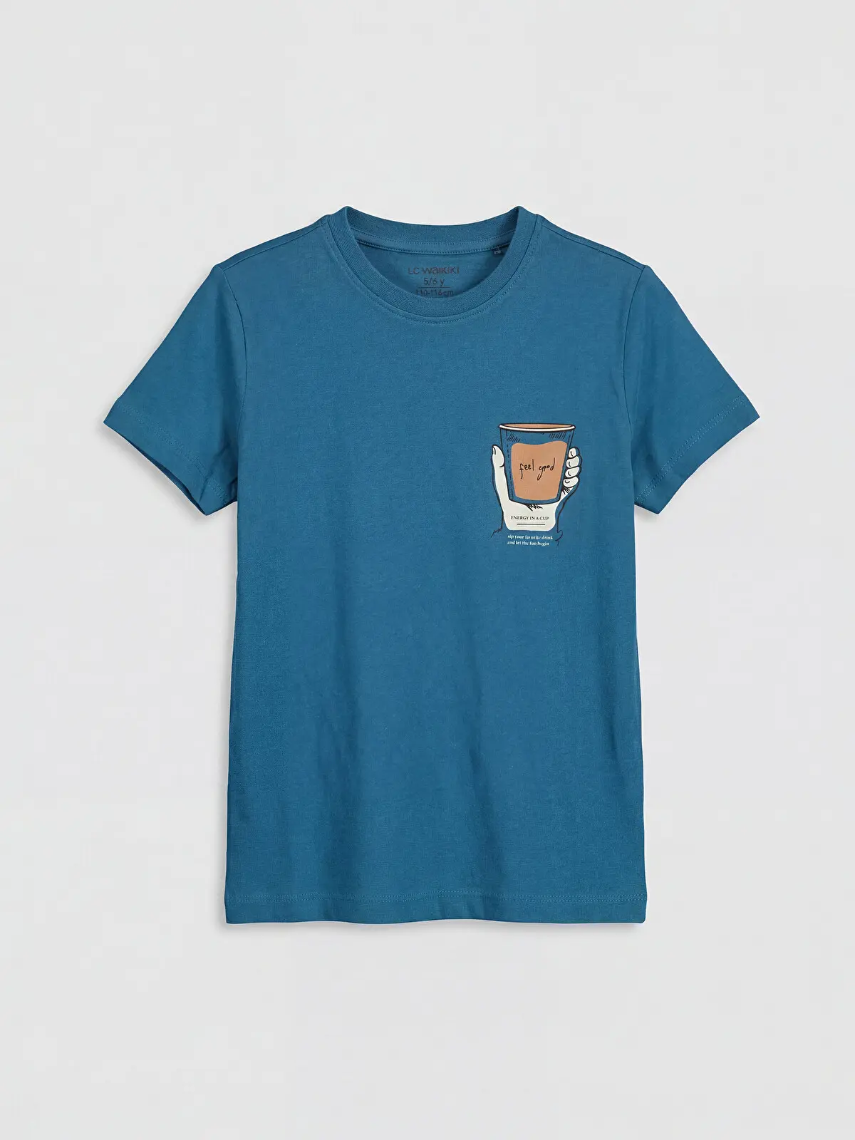 S6EA02Z4-HHP_1 LC WAIKIKI Blue Crew Neck Printed Boys' T-Shirt - Image 1