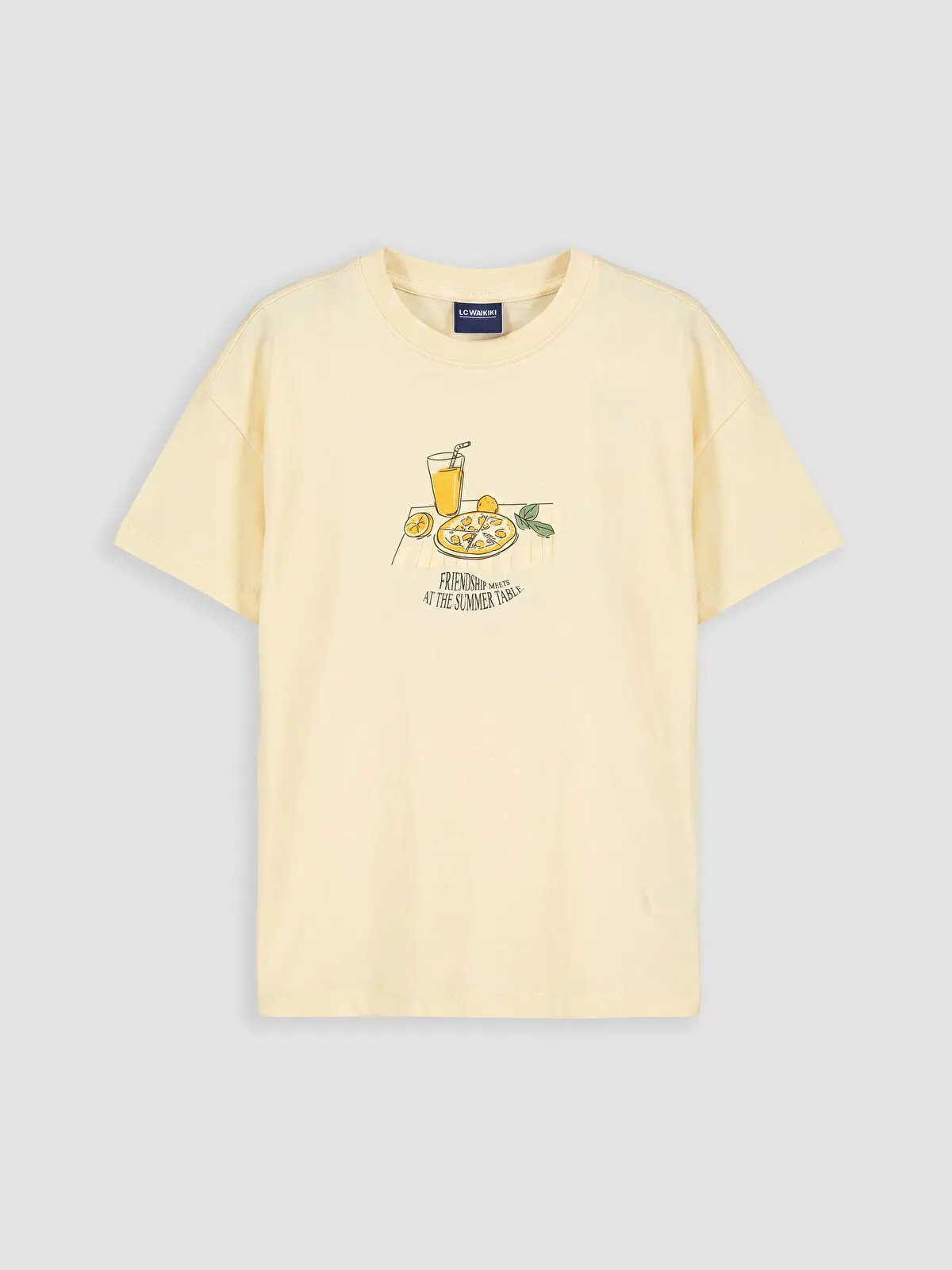 S6EA35Z4-FRG_1 LC WAIKIKI Beige Crew Neck Printed Boys' T-Shirt - Image 1