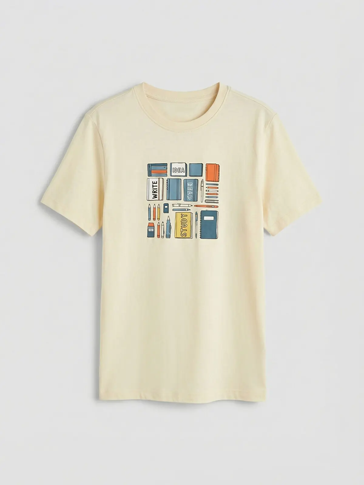 S6EA36Z4-FRG_1 LC WAIKIKI Beige Crew Neck Printed Boys' T-Shirt - Image 1