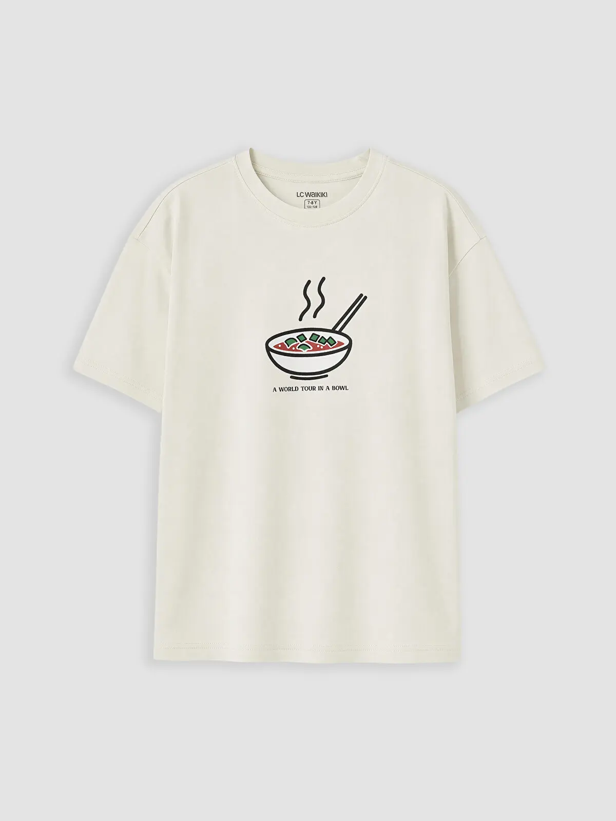 S6EA37Z4-FES_1 LC WAIKIKI Ecru Crew Neck Printed Boys' T-Shirt - Image 1