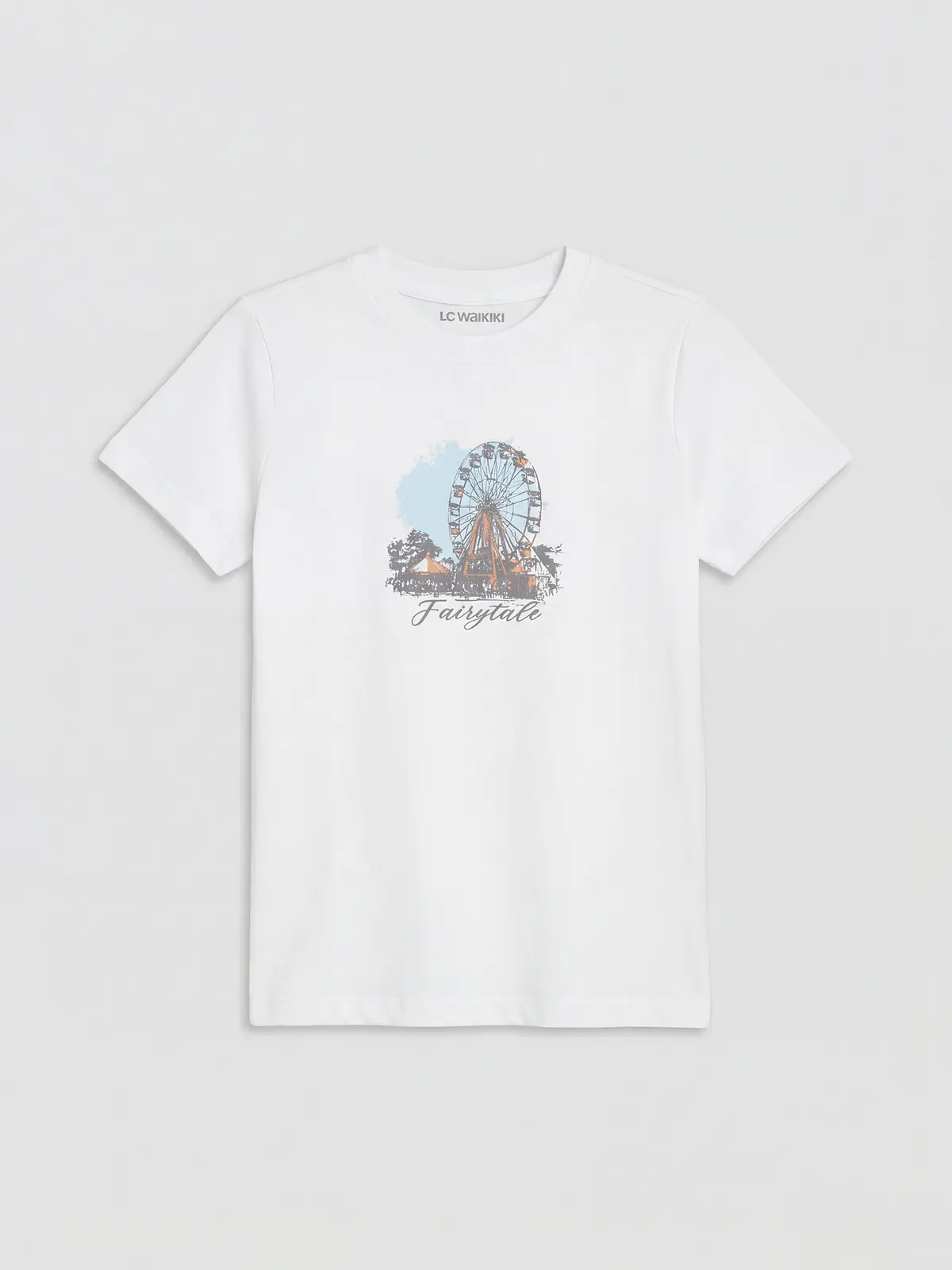 S6EC74Z4-J5E_1 LC WAIKIKI White Crew Neck Printed Boys' T-Shirt - Image 1