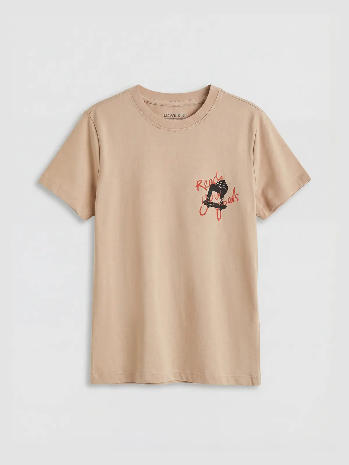 S6ED17Z4-GHQ_1 LC WAIKIKI Beige Printed Boys' T-Shirt - Image 1