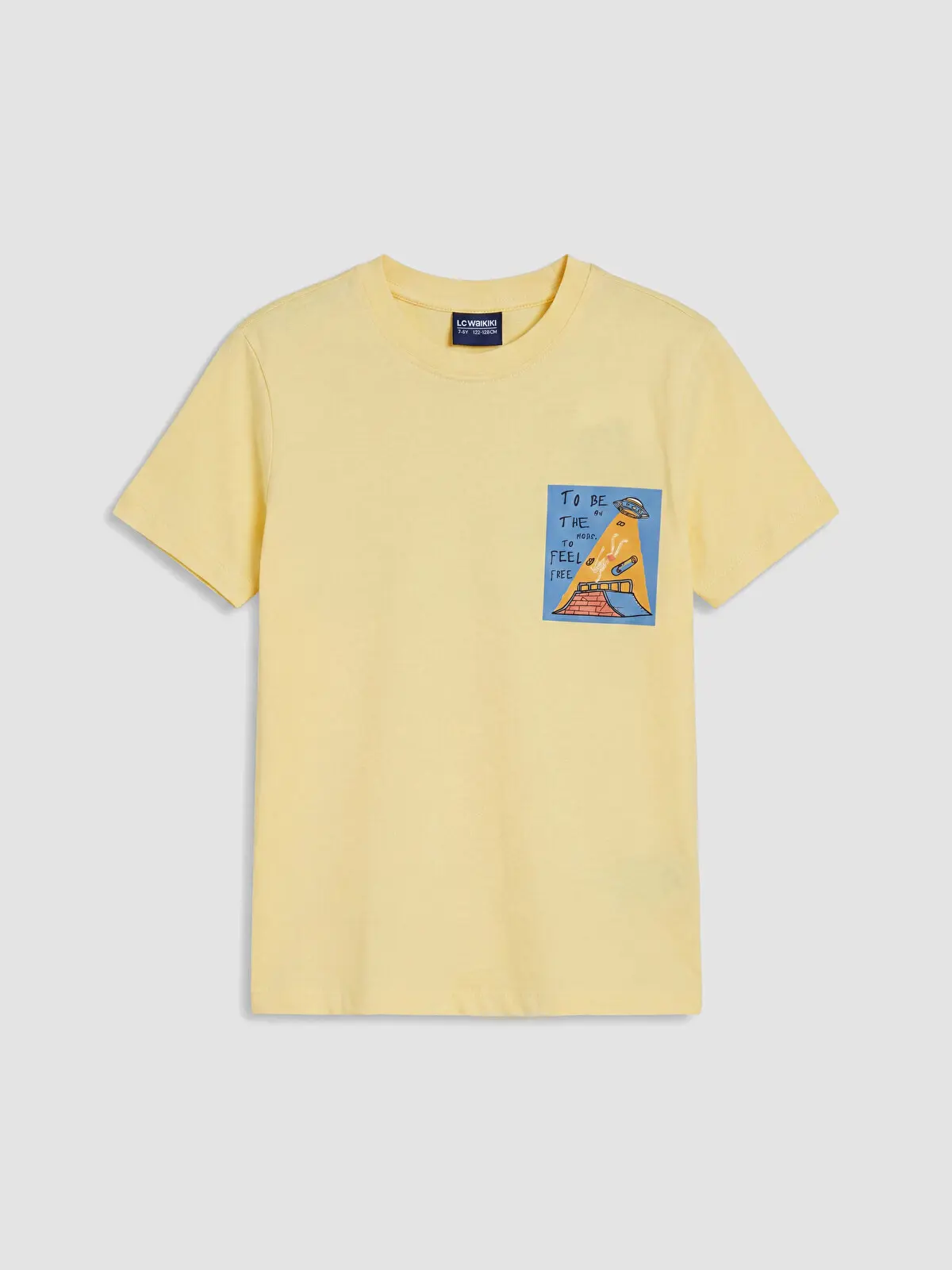 S6ED20Z4-FRE_1 LC WAIKIKI Yellow Crew Neck Short Sleeve Printed Boys' T-Shirt - Image 1