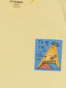 LC WAIKIKI Yellow Crew Neck Short Sleeve Printed Boys' T-Shirt - Image 2