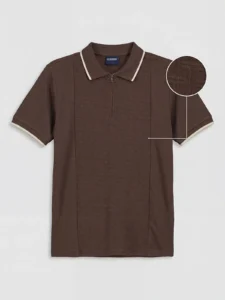 LCW Kids Brown Polo Shirt Collar textured Boys' T-Shirt - Image 3