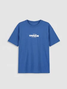 LCW Kids Blue Crew Neck Slogan Printed Boys' T-Shirt - Image 3