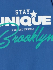 LCW Kids Blue Crew Neck Slogan Printed Boys' T-Shirt - Image 6