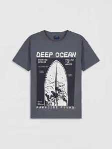LCW Kids Gray Crew Neck Printed Boys' T-Shirt - Image 2