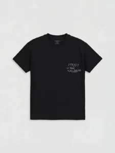 LC WAIKIKI Black Crew Neck Printed Boys' T-Shirt