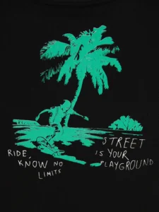 LC WAIKIKI Black Crew Neck Printed Boys' T-Shirt - Image 4