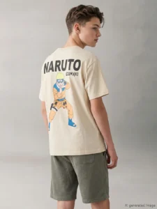 LCW Kids Beige Crew Neck Naruto Printed Boys' T-Shirt - Image 2