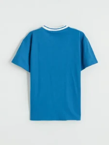 LCW Kids Blue V-neck Printed Boys' T-Shirt - Image 5