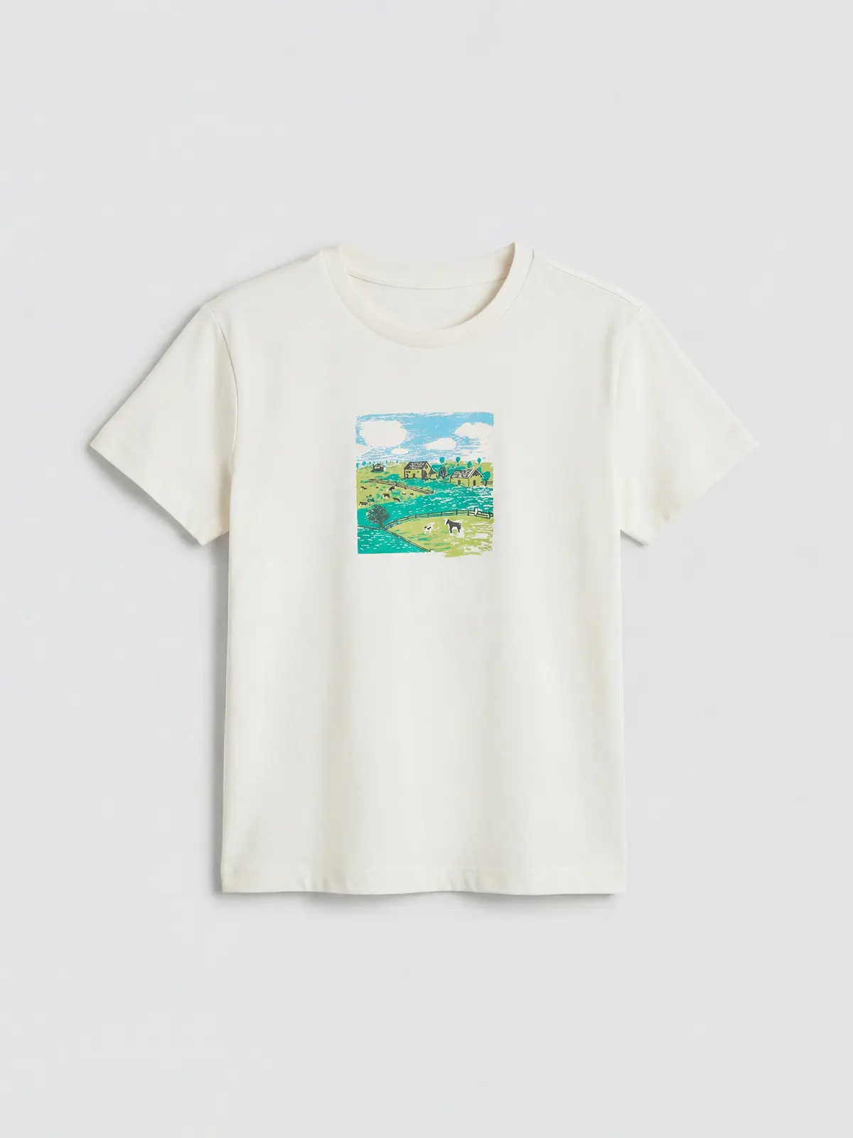 S6EK77Z1-QVK_1 LC WAIKIKI Beige Printed Boys' T-Shirt - Image 1