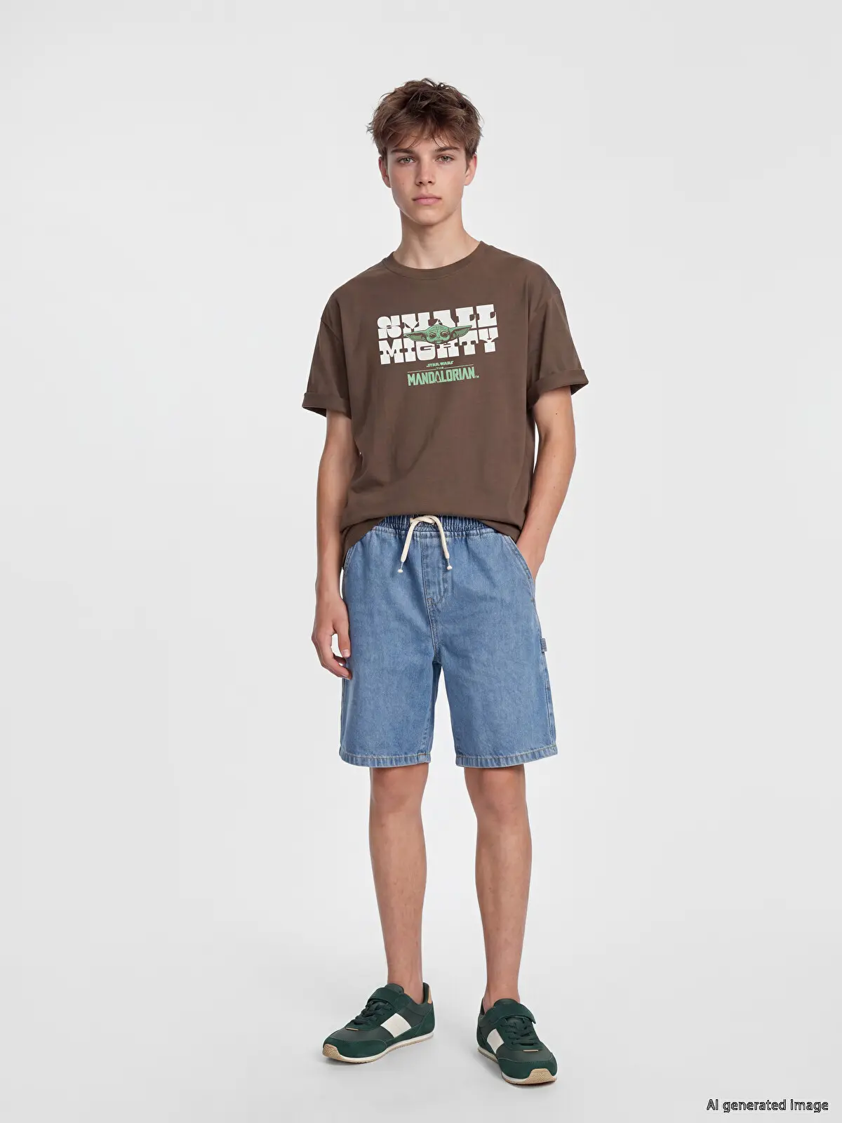 S6EL28Z4-8HG_1 LCW Kids Brown The Mandalorian Printed Boys' T-Shirt - Image 1