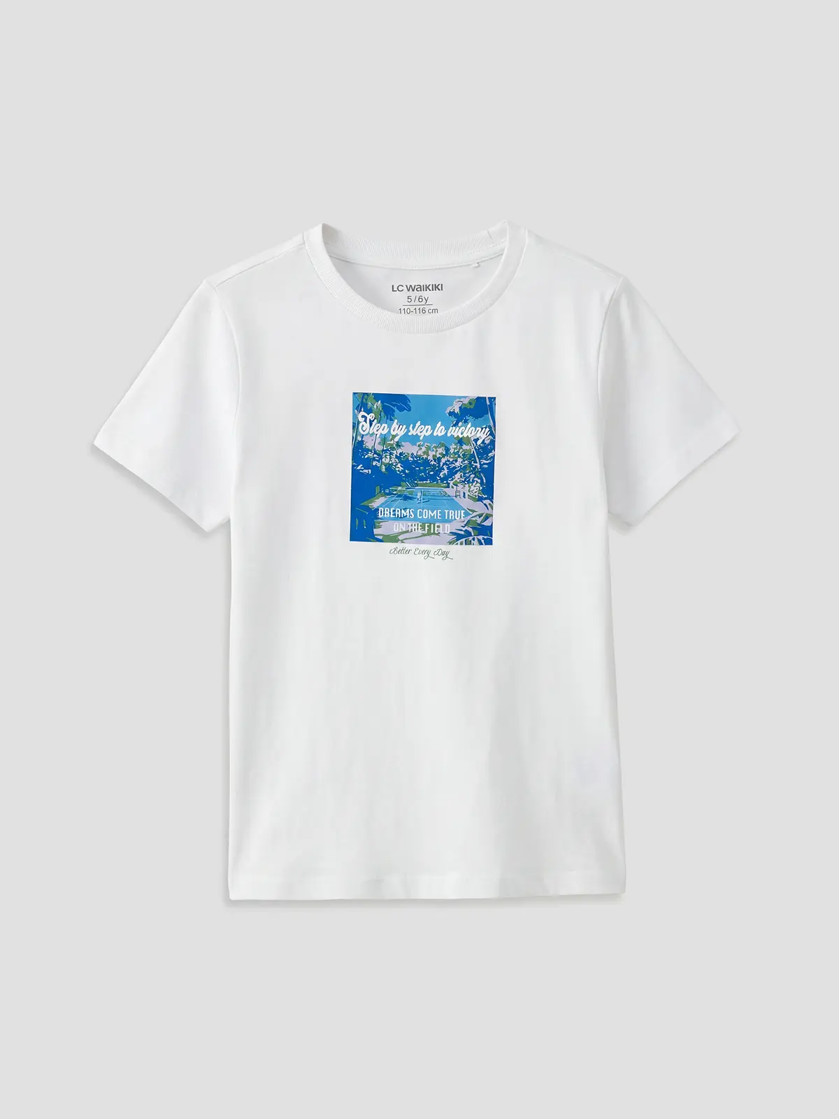 S6ER60Z4-J5E_1 LC WAIKIKI White Crew Neck Printed Boys' T-Shirt - Image 1