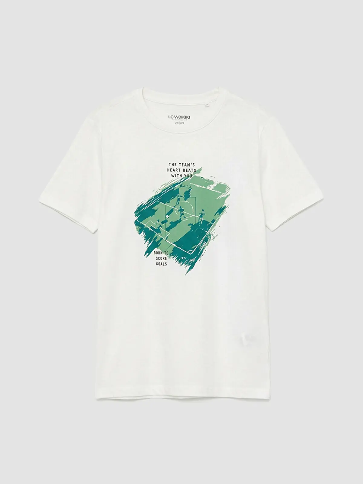S6ER62Z4-FES_1 LC WAIKIKI Ecru Crew Neck Printed Boys' T-Shirt - Image 1
