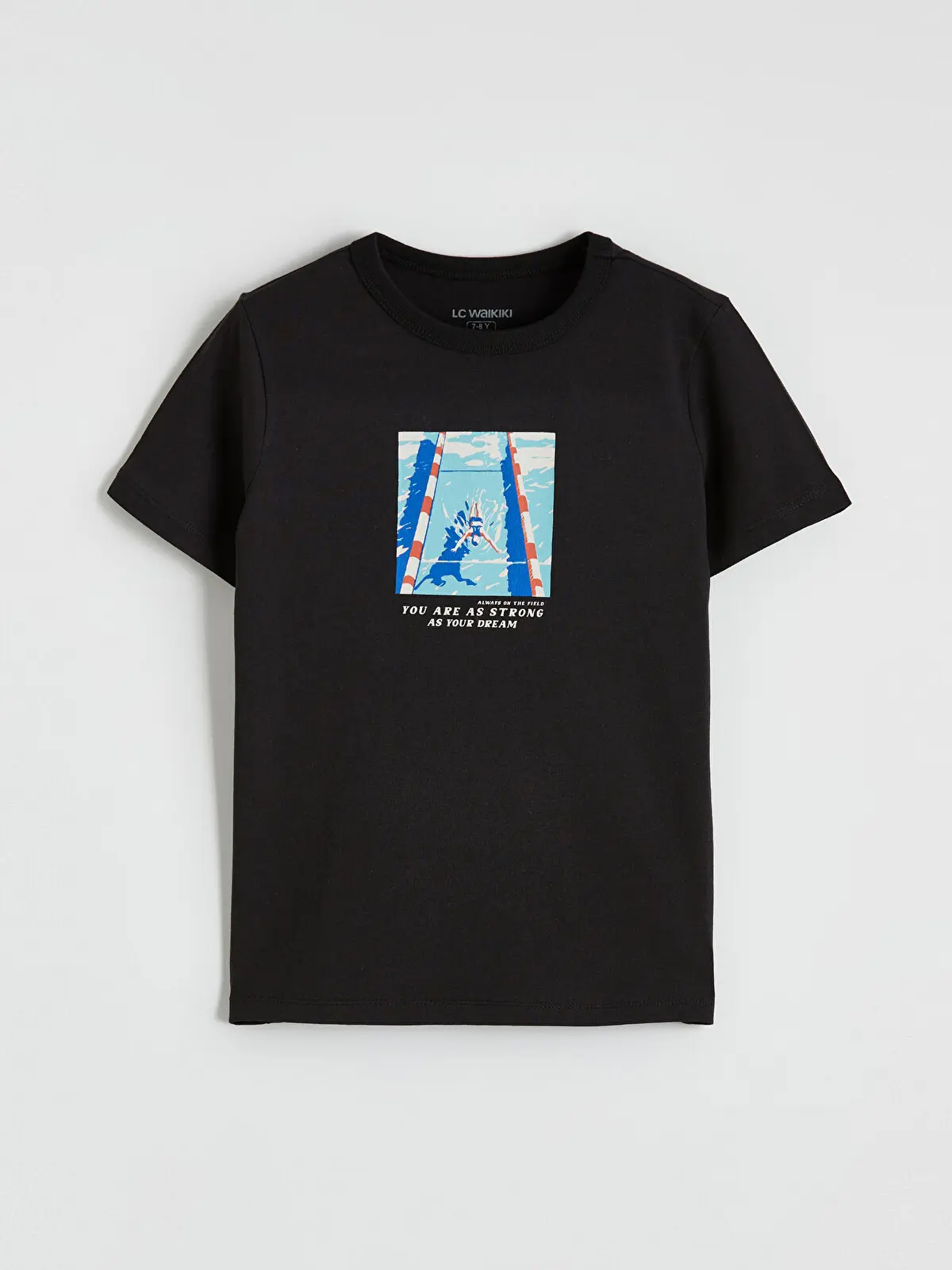S6ER67Z4-CVL_1 LC WAIKIKI Black Crew Neck Printed Boys' T-Shirt - Image 1