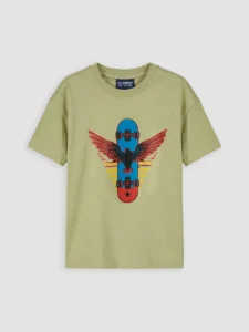LC WAIKIKI Khaki Crew Neck Printed Boys' T-Shirt