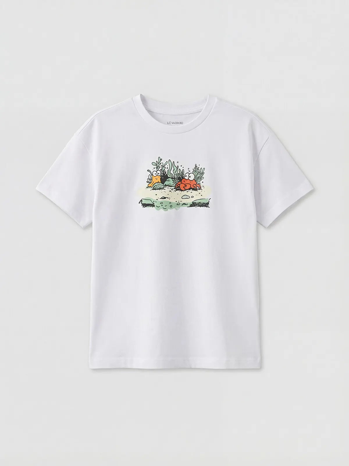 S6ET62Z1-J5E_1 LC WAIKIKI White Crew Neck Printed Boys' T-Shirt - Image 1