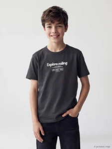 LCW Kids Anthracite Crew Neck Boys' T-Shirt 2 Sets - Image 3