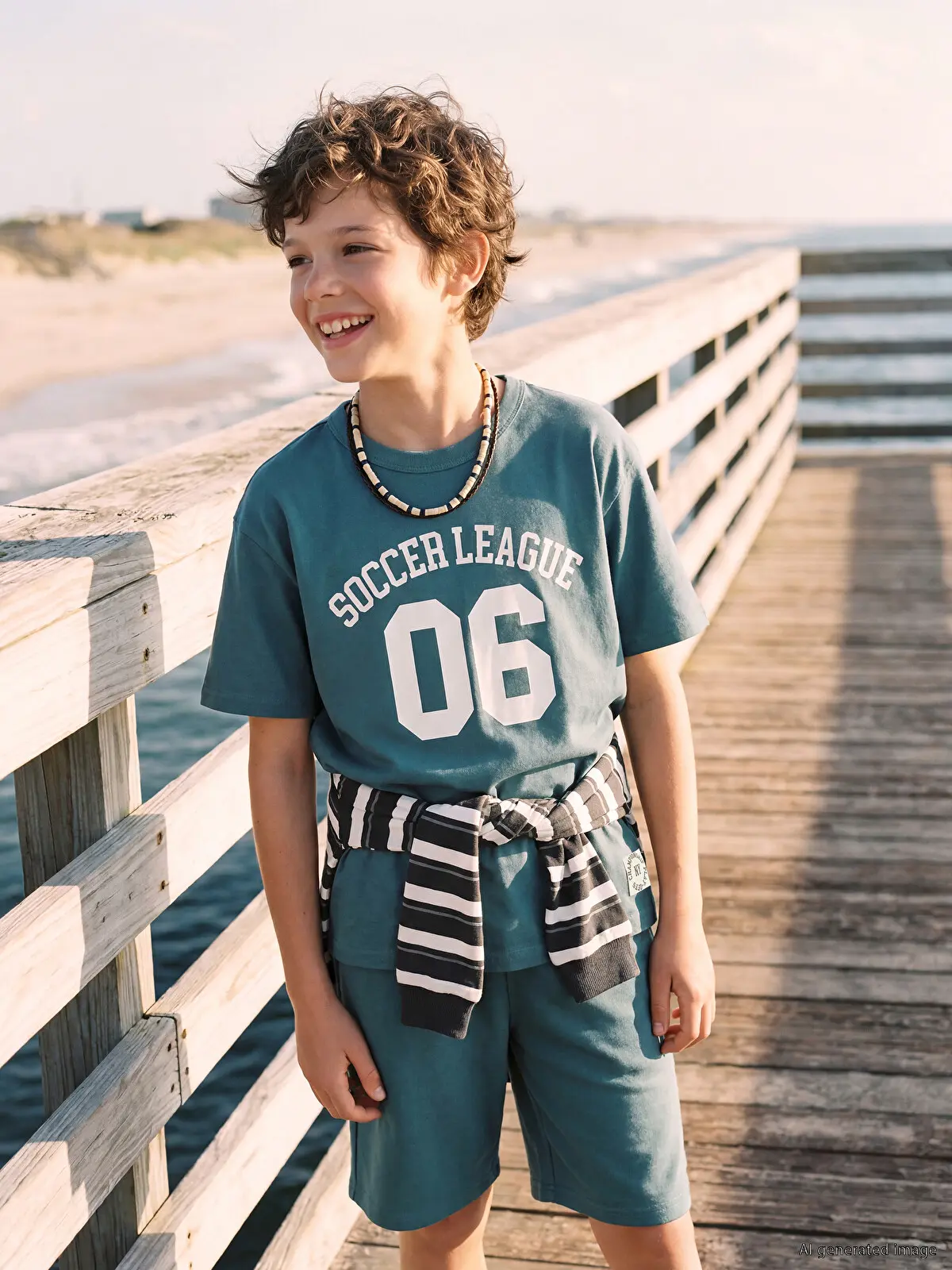 S6GG79Z4-H7V_1 LCW Kids Green Crew Neck Printed Boys' T-Shirt - Image 1