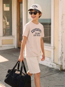 LCW Kids Beige Crew Neck Printed Boys' T-Shirt