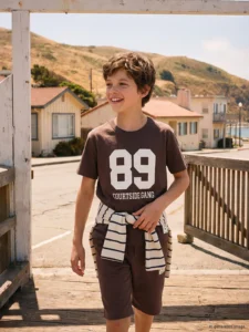 LCW Kids Brown Printed Boys' T-Shirt