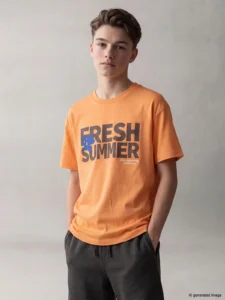 LCW Kids Orange Crew Neck Printed Boys' T-Shirt - Image 4