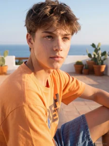 LCW Kids Orange Crew Neck Printed Boys' T-Shirt - Image 5