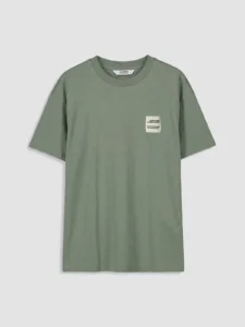 LCW Kids Beige Crew Neck Etiket Detailed Boys' T-Shirt - Image 3