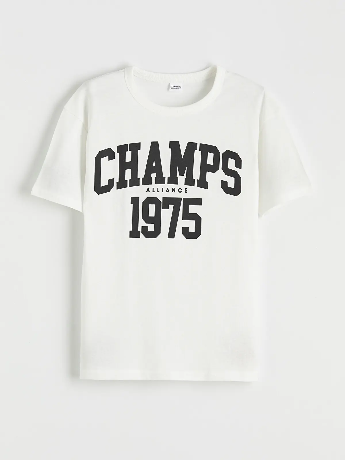 S6H325Z4-R9J_1 LCW Kids White Crew Neck Printed Boys' T-Shirt - Image 1