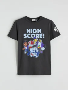 LCW Kids Anthracite Crew Neck Brawl Stars Printed Boys' T-Shirt - Image 2