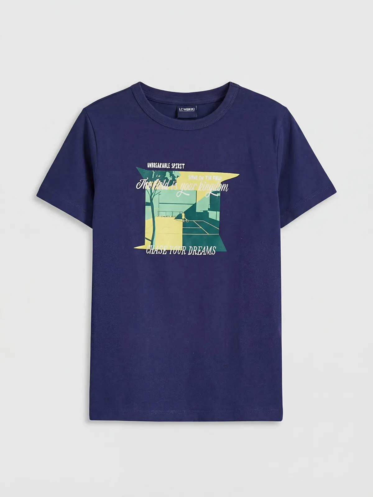 S6HT18Z4-CRP_1 LC WAIKIKI Navy Blue Crew Neck Printed Boys' T-Shirt - Image 1