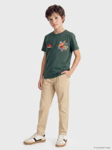 LCW Kids Green Crew Neck Brawl Stars Printed Boys' T-Shirt - Image 2