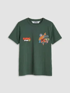 LCW Kids Green Crew Neck Brawl Stars Printed Boys' T-Shirt - Image 3