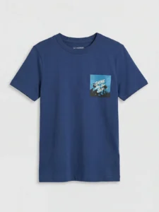LC WAIKIKI Navy Blue Crew Neck Printed Boys' T-Shirt