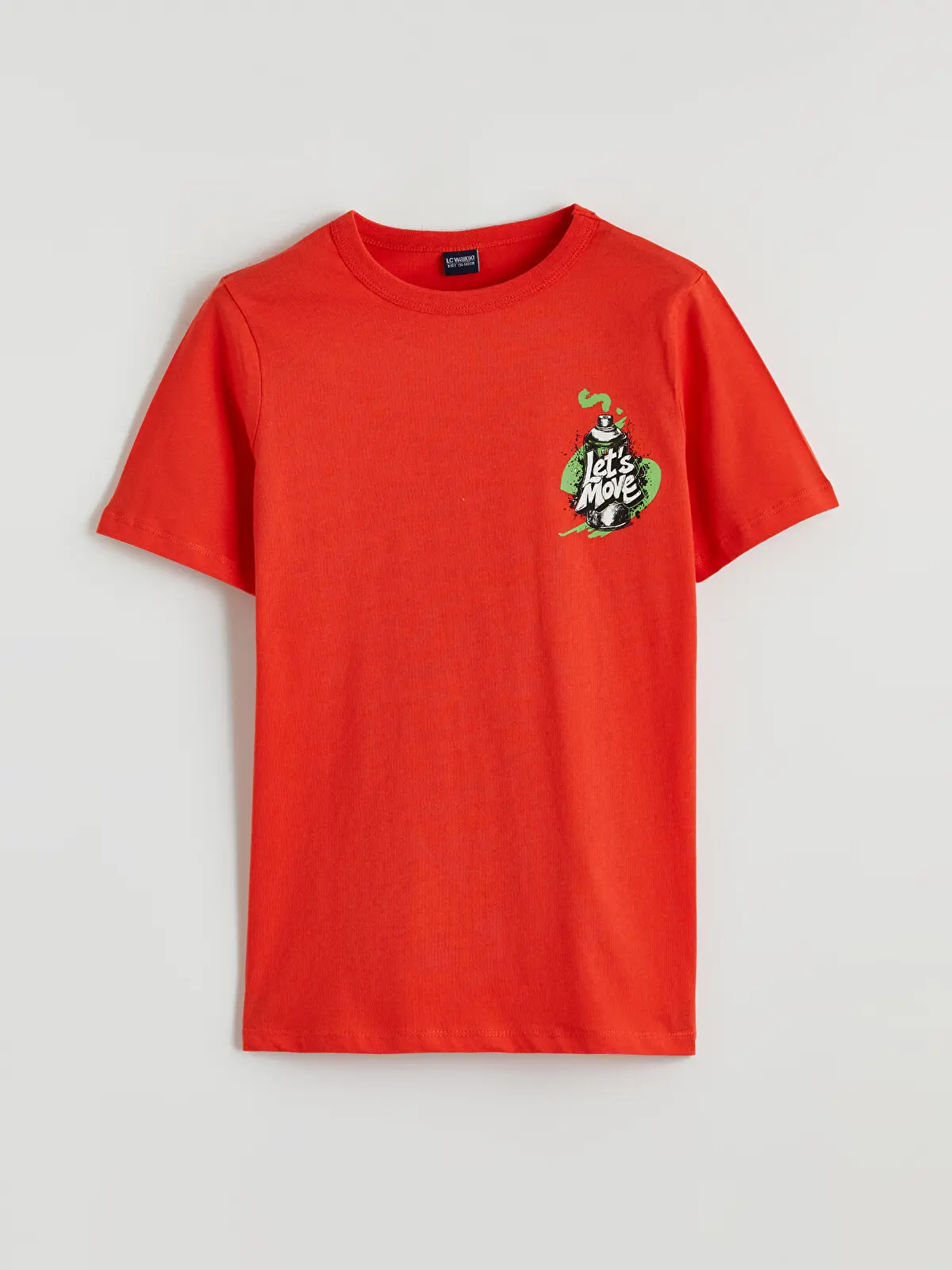S6IO00Z4-QU6_1 LC WAIKIKI Orange Crew Neck Printed Boys' T-Shirt - Image 1