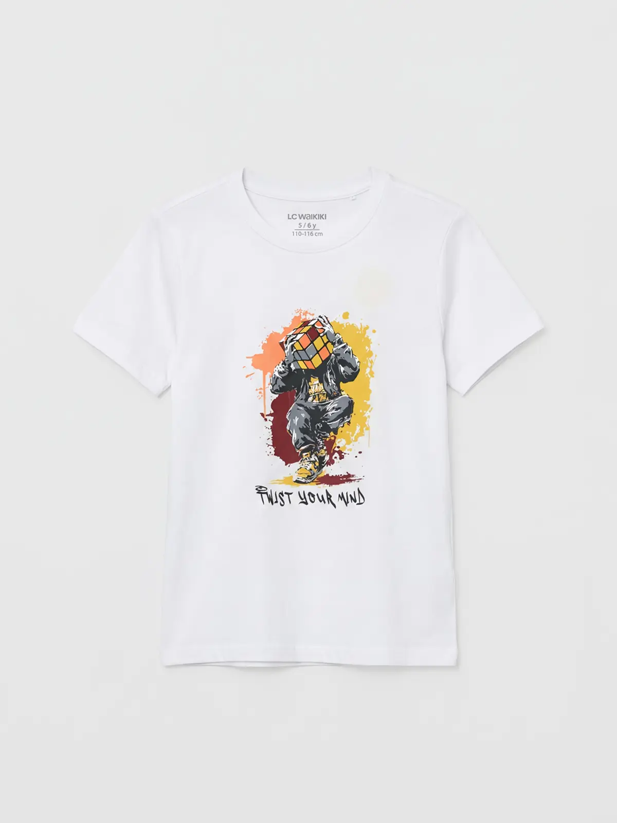 S6IO07Z4-J5E_1 LC WAIKIKI White Crew Neck Printed Boys' T-Shirt - Image 1
