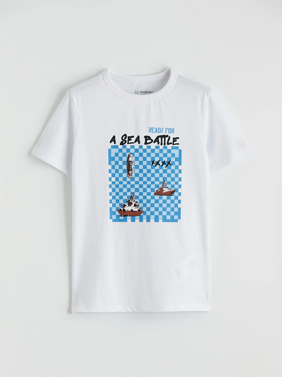S6IO08Z4-J5E_1 LC WAIKIKI White Crew Neck Printed Boys' T-Shirt - Image 1